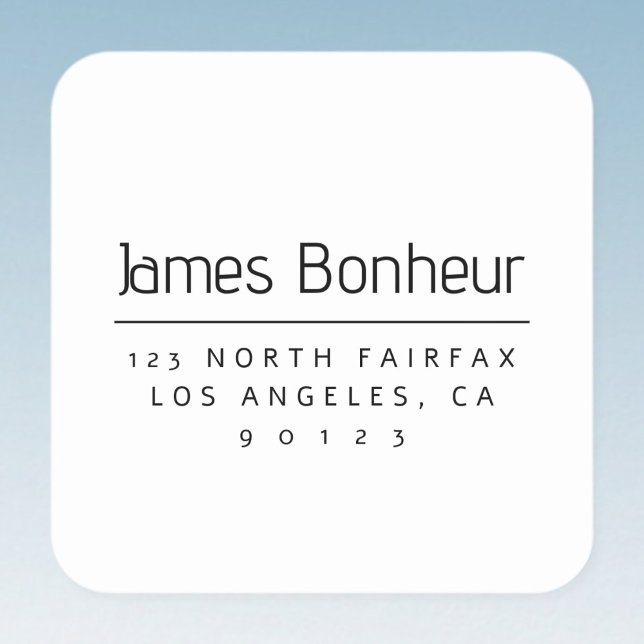 Sticker Carré Adresse de retour moderne et élégant noir et blanc (Créateur téléchargé)