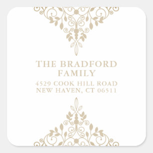 Sticker Carré Adresse familiale Classic Sophisticated Ornament