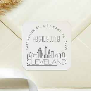 Sticker Carré Adresse personnalisée du Mariage Cleveland