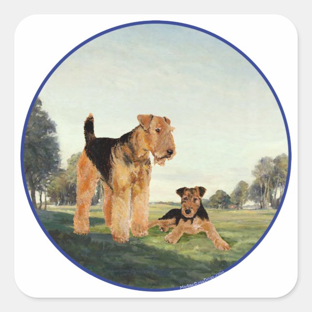 Sticker Carré Adulte et chiot (Devant)