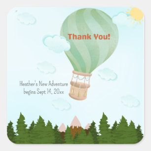 Sticker Carré Adventure Await Hot Air Balloon