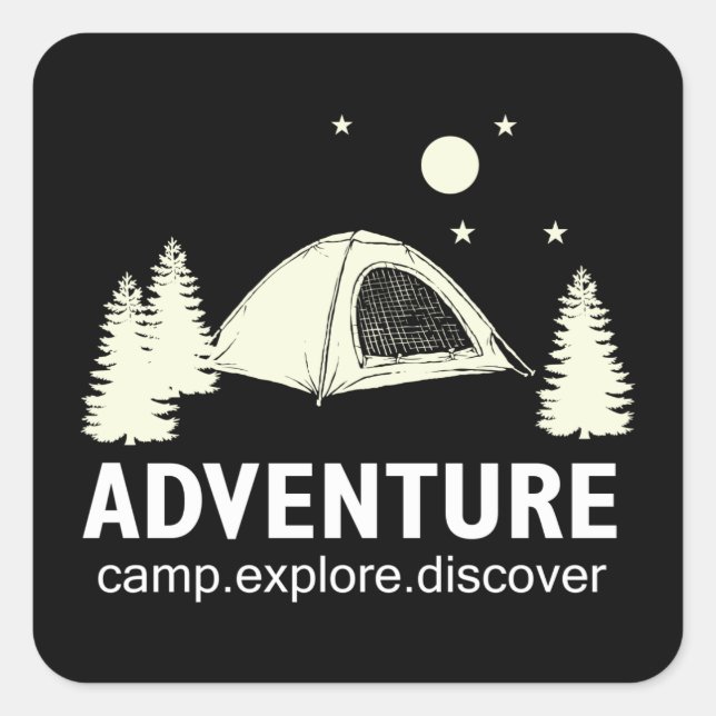 Sticker Carré Adventure Camp Explore and Discover (Devant)