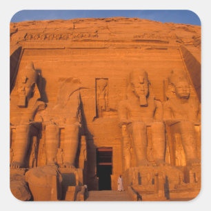 Sticker Carré AF, Égypte, Abu Simbel. Façade au coucher du solei