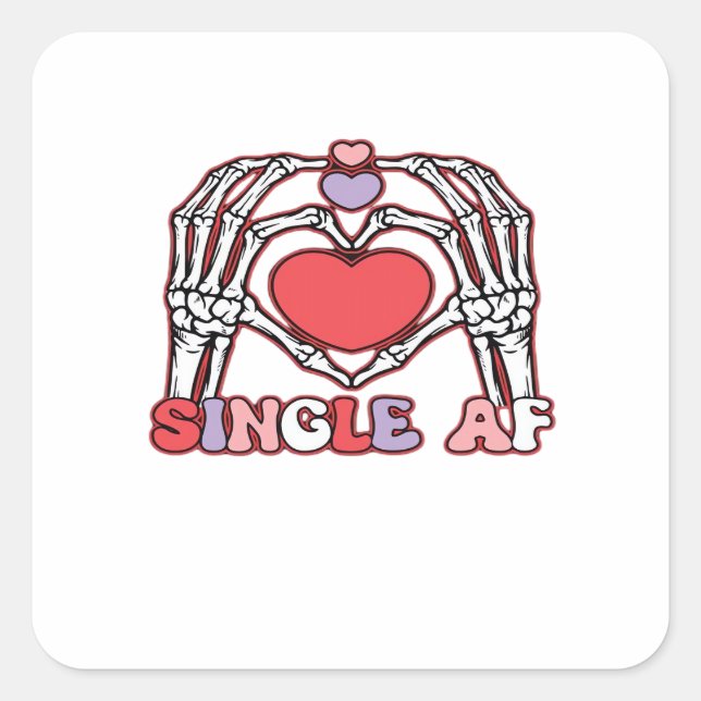 Sticker Carré Af Skeleton Mains Valentines Classic (Devant)