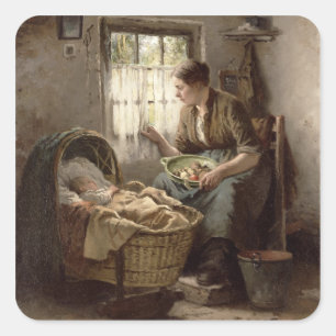 Sticker Carré Affection mère (huile sur toile)