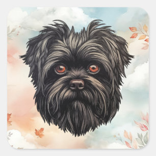 Sticker Carré Affenpinscher Monkey Dog Affens Terrier