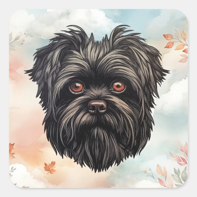 Sticker Carré Affenpinscher Monkey Dog Affens Terrier (Devant)