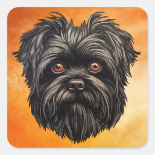 Sticker Carré Affenpinscher Monkey Dog Affens Terrier