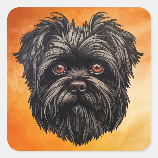 Sticker Carré Affenpinscher Monkey Dog Affens Terrier (Devant)