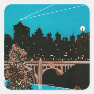 Sticker Carré Affiche #1Spokane, WA de la publicité de Spokane