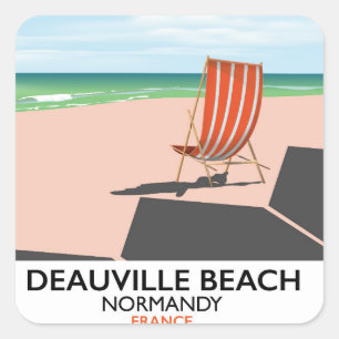 Sticker Carré Affiche balnéaire de Deauville Beach france.