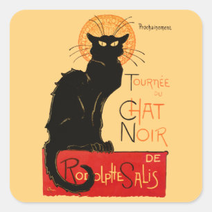 Sticker Carré Affiche classique Steinlen Chat Noir Black Cat