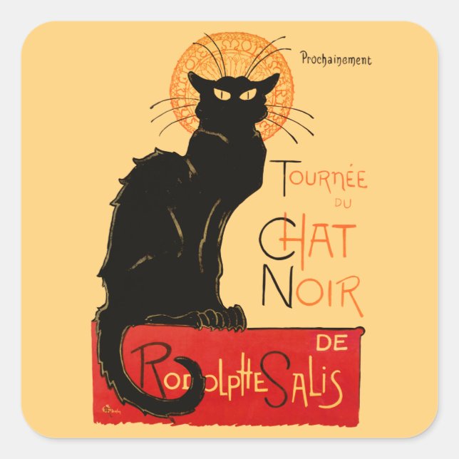 Sticker Carré Affiche classique Steinlen Chat Noir Black Cat (Devant)