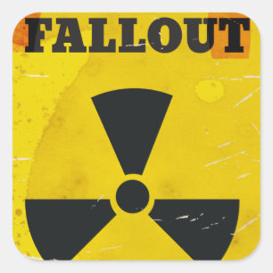 Sticker Carré Affiche d'avertissement vintage de Fallout Shelter