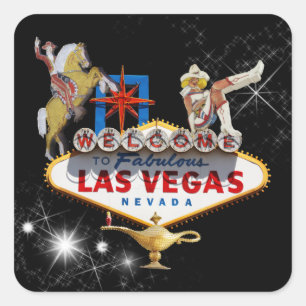 Sticker Carré Affiche de bienvenue Las Vegas Sur Arrière - plan