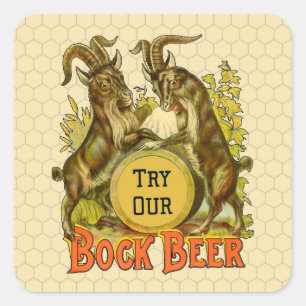 Sticker Carré Affiche de bière Bock vintage : Antique Goat Saloo