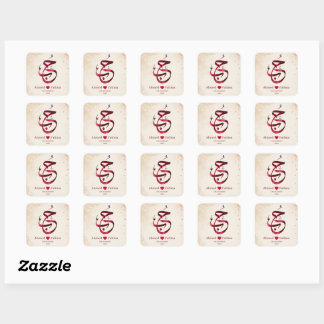 Sticker Carré Affiche de fiançailles personnalisée en calligraph