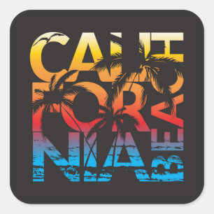 Sticker Carré Affiche de la plage de Californie