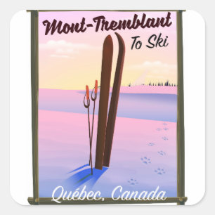 Sticker Carré Affiche de ski Mont-Tremblant Québec.