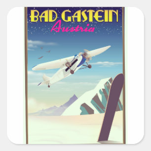 Sticker Carré Affiche de snowboard à Bad Gastein Autriche