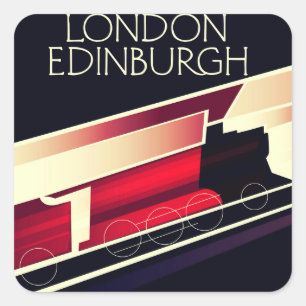 Sticker Carré Affiche de style vintage Locomotive Londres Édimbo