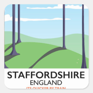 Sticker Carré Affiche de train Staffordshire Angleterre