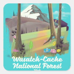 Sticker Carré Affiche de vacances de la forêt nationale de Wasat