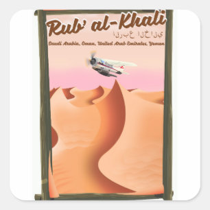 Sticker Carré Affiche de vacances Rub' al Khali Arabie saoudite.