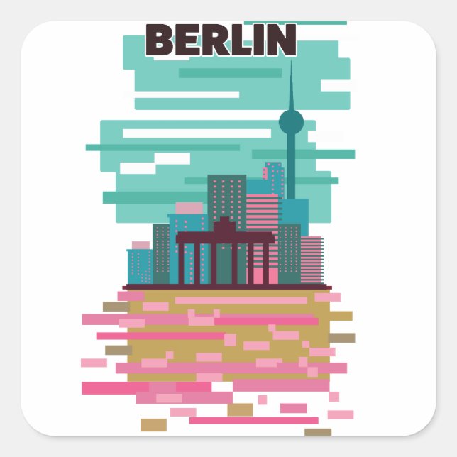 Sticker Carré Affiche de voyage à Berlin (Devant)