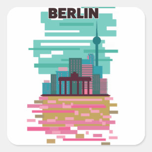 Sticker Carré Affiche de voyage à Berlin