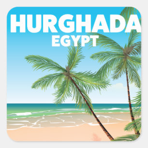 Sticker Carré Affiche de voyage à Hurghada en Égypte