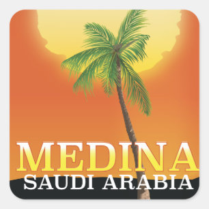 Sticker Carré Affiche de voyage à Médine en Arabie Saoudite