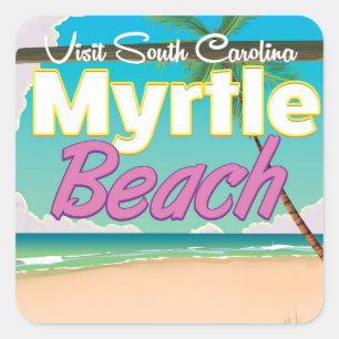 Sticker Carré Affiche de voyage à Myrtle Beach en Caroline du Su
