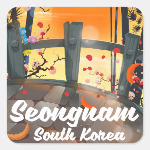 Sticker Carré Affiche de voyage à Seongnam en Corée du Sud