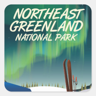 Sticker Carré Affiche de voyage au Groenland du Nord-Est