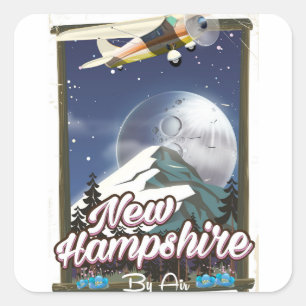 Sticker Carré Affiche de voyage au New Hampshire, Mont Washingto