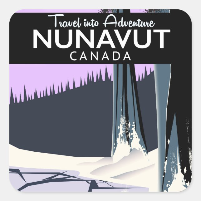 Sticker Carré Affiche de voyage au Nunavut Canada (Devant)