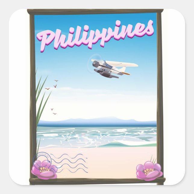 Sticker Carré Affiche de voyage aux Philippines (Devant)