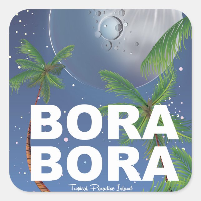 Sticker Carré Affiche de voyage Bora Bora Moon (Devant)