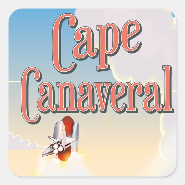 Sticker Carré affiche de voyage cap Canaveral (Devant)