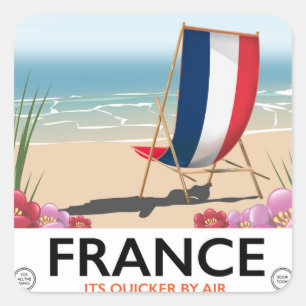 Sticker Carré Affiche de voyage de la plage côtière de France