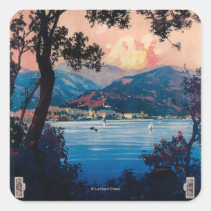 Sticker Carré Affiche de voyage de la Riviera d'Italien