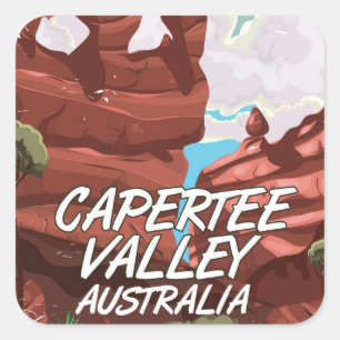 Sticker Carré Affiche de voyage de la vallée de Capertee en Aust