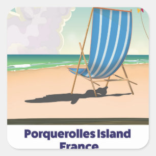 Sticker Carré Affiche de voyage de l'île de Porquerolles