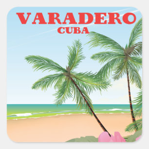 Sticker Carré Affiche de voyage de plage cubaine Varadero