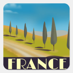 Sticker Carré Affiche de voyage de style vintage France