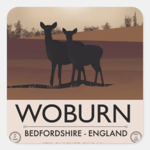 Sticker Carré Affiche de voyage de style vintage Woburn - Bedfor