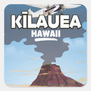 Sticker Carré Affiche de voyage du volcan Kīlauea Hawaii