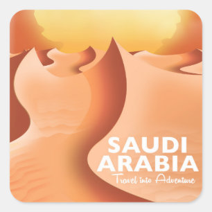 Sticker Carré Affiche de voyage en Arabie saoudite par avion