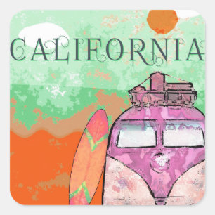 Sticker Carré Affiche de voyage en Californie